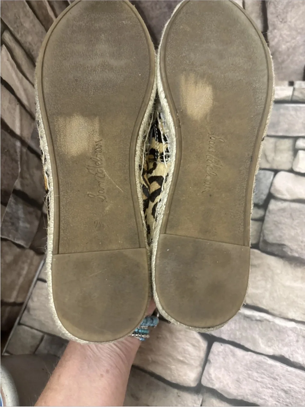 Women’s Sam Edelman Khloe leopard calf hair slip-on espadrille flats Sz 7.5